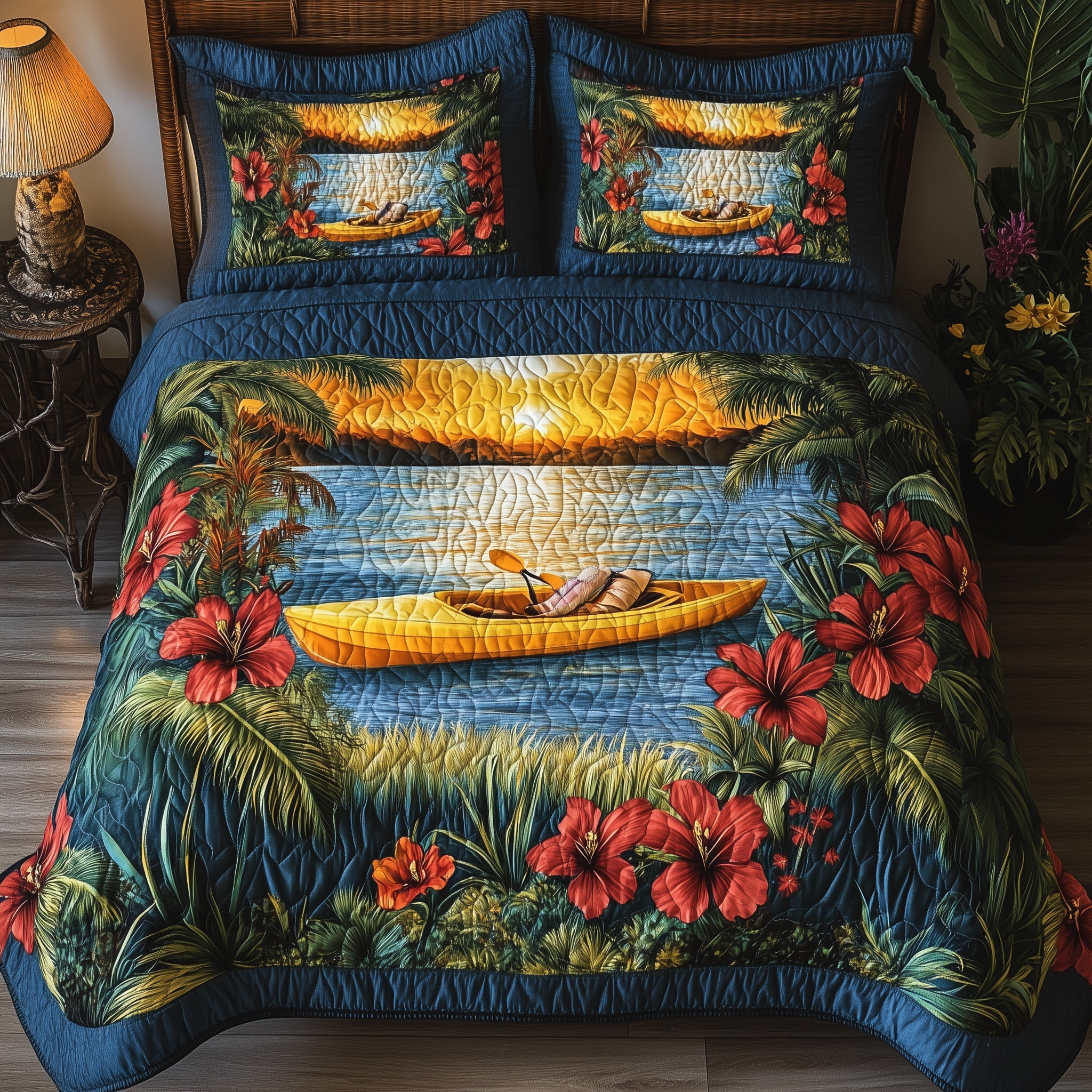 Kayak Dreams Quilted Bedding Set Duvet Cover Merchandise Christmas Presents For Kayakers