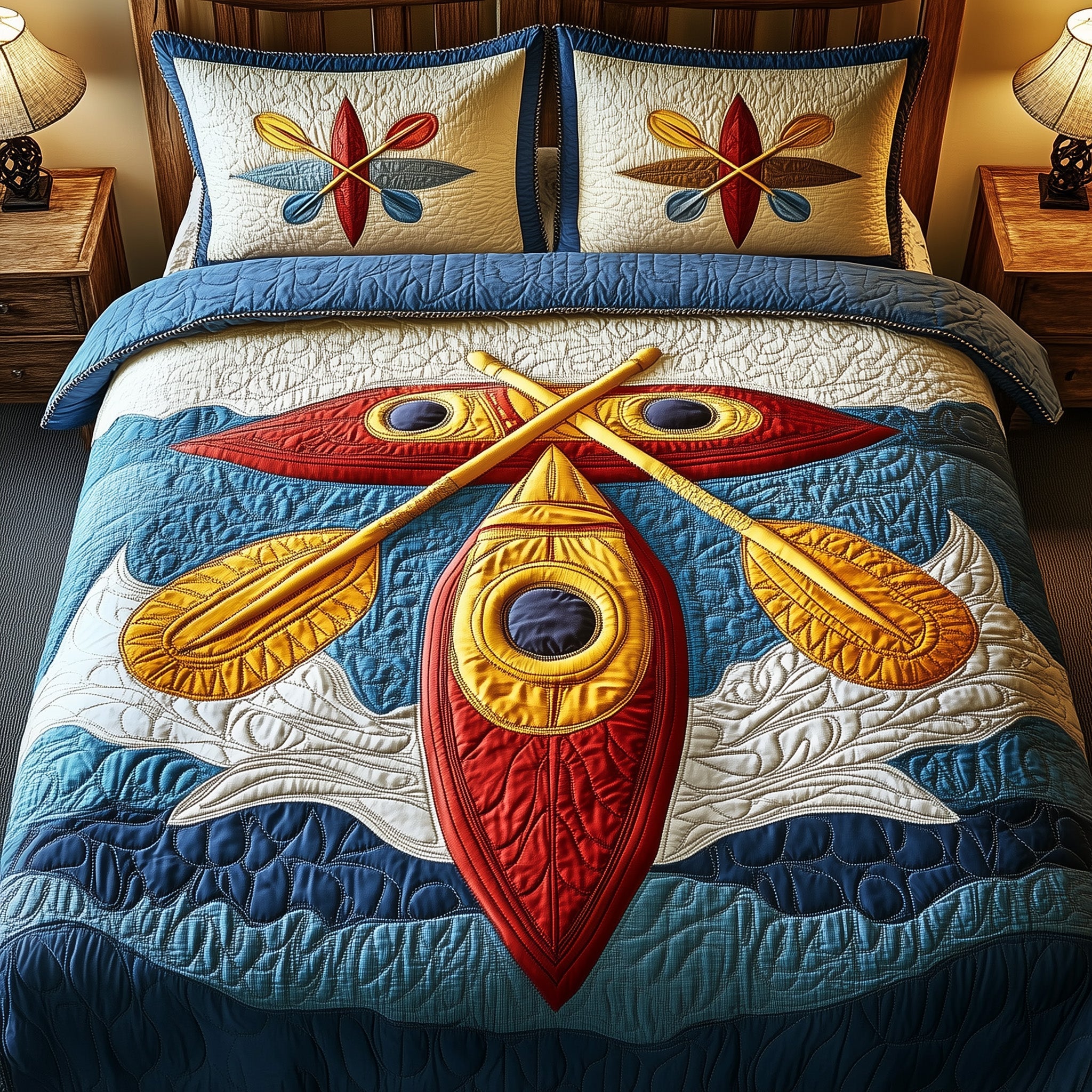 Kayak Dreams Quilted Bedding Set Duvet Cover Merchandise Gifts For People Who Like To Kayak