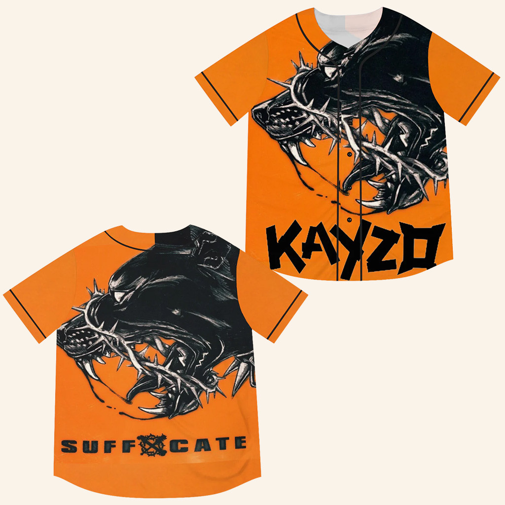 Kayzo Suffocate Baseball Jersey EDC Lost Lands Merch EDM Apparel Kayzo Merch Gifts For Dad