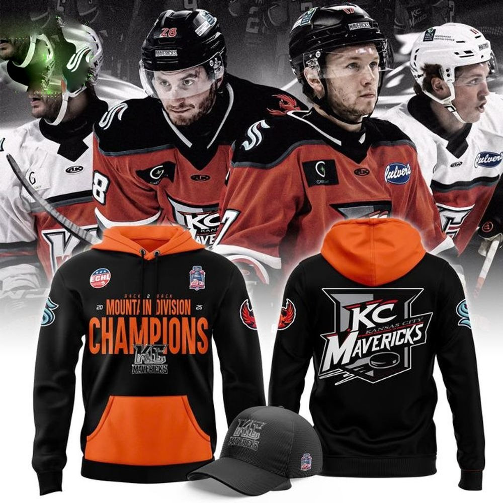 KC Mavericks 2025 Back to Back Mountain Division Champions Hoodie Unique Gifts For Hockey Fans