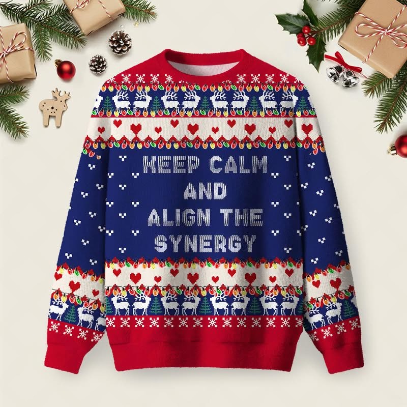 Keep Calm And Align The Synergy Christmas Ugly Sweater Funny Xmas Sweaters Office Party Gift