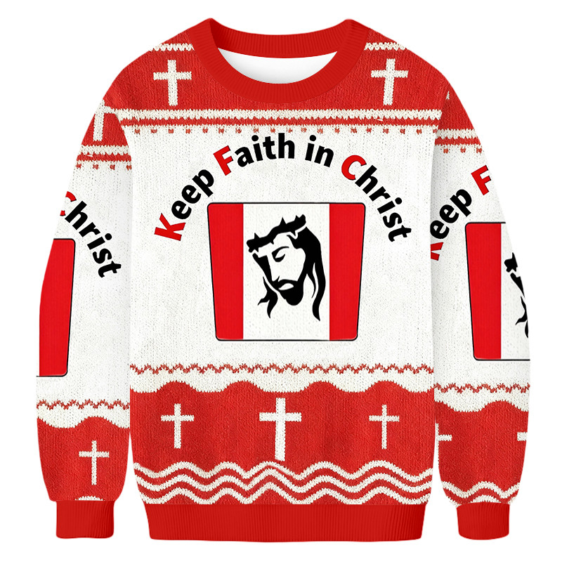 Keep Faith In Christ Ugly Sweater Jesus Apparel Christian Clothing Christian Christmas Gifts