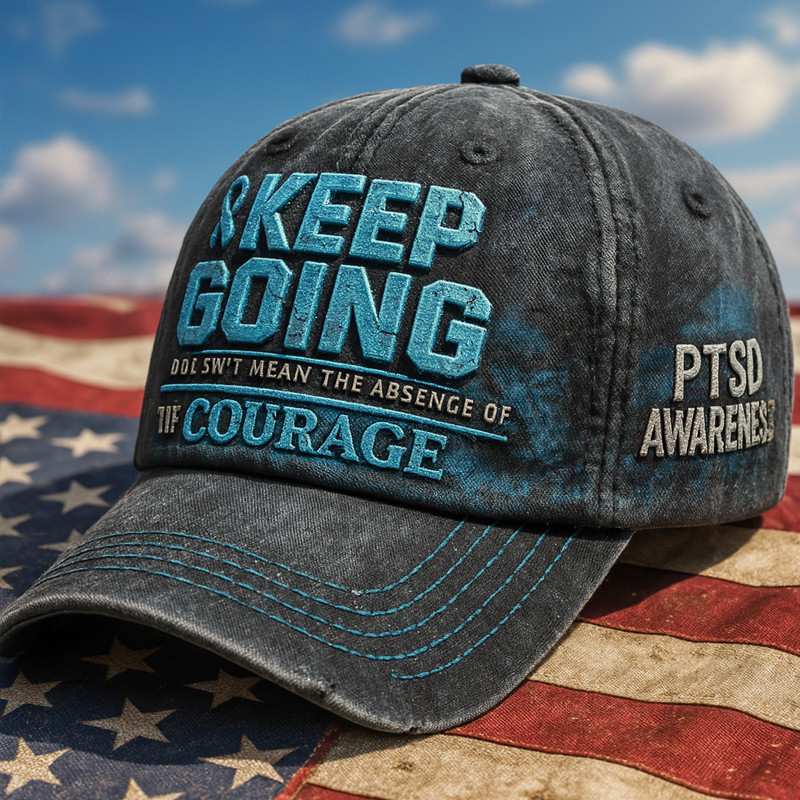 Keep Going Courage Vintage Hat PTSD Awareness Baseball Cap Gifts For Father