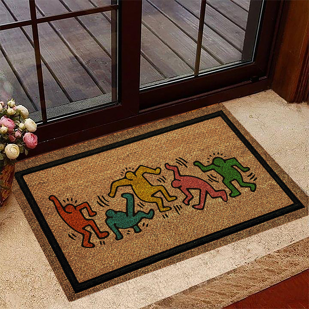 Keith Haring Doormat Dancing People Party Multicolor Graffiti Pop Art Culture Entry Mat
