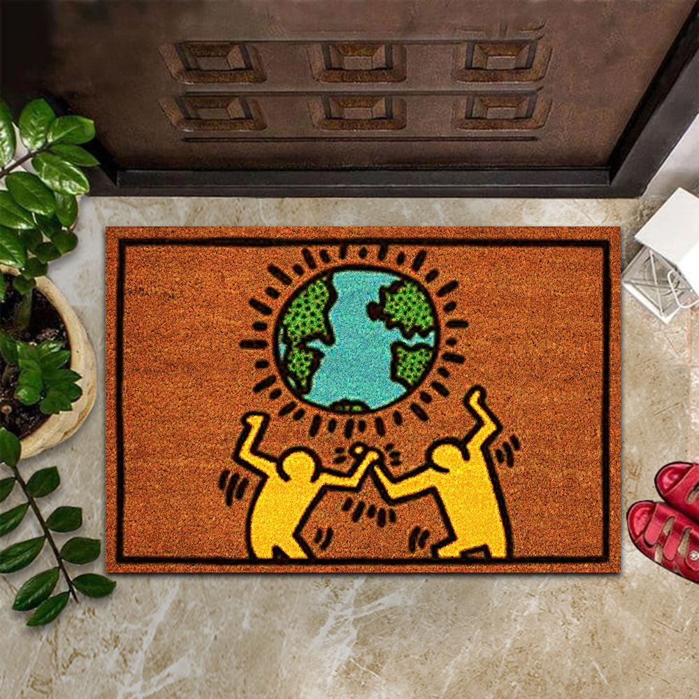 Keith Haring Doormat Earth Day Graffiti Pop Art Culture Keith Haring Mat Merchandise