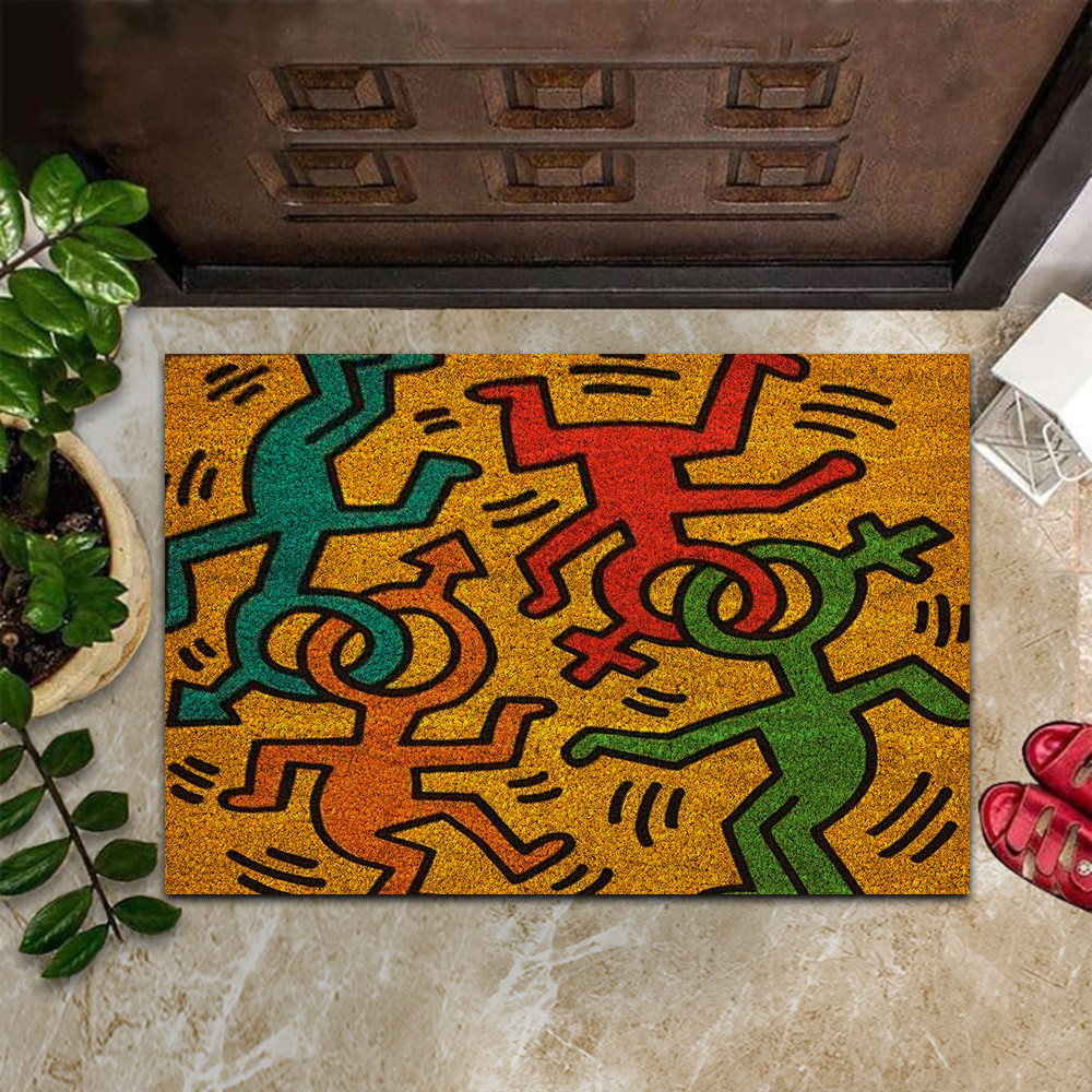 Keith Haring Doormat Gender Pop Art Culture Dancing Keith Haring Door Mat Front Door