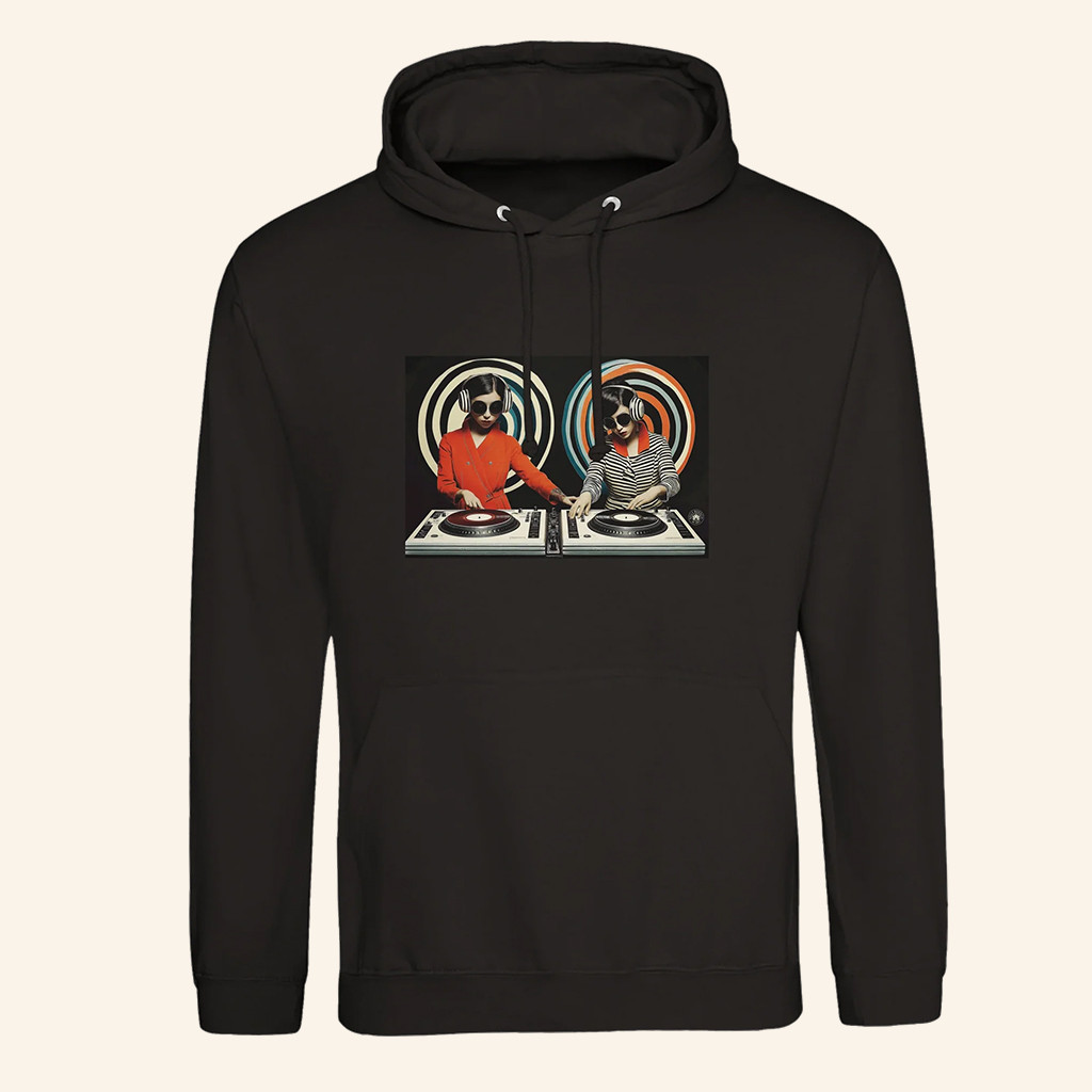 Kelly Boesch Art Merch Twin DJ's Retro Hoodie Gifts Ideas For Him