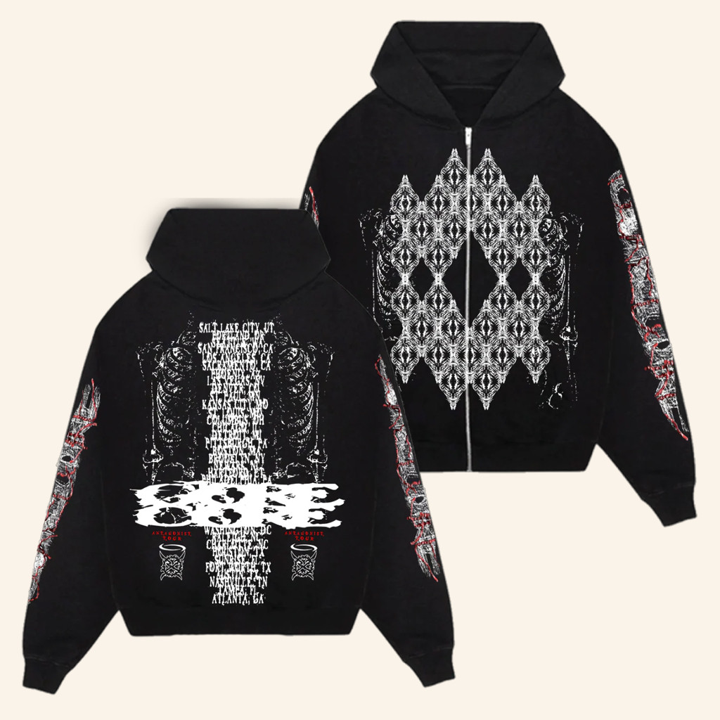 Ken Carson Merch Antagonist 2 0 Tour X Bullet Tour Zip Hoodie Gifts For Rapper Fans