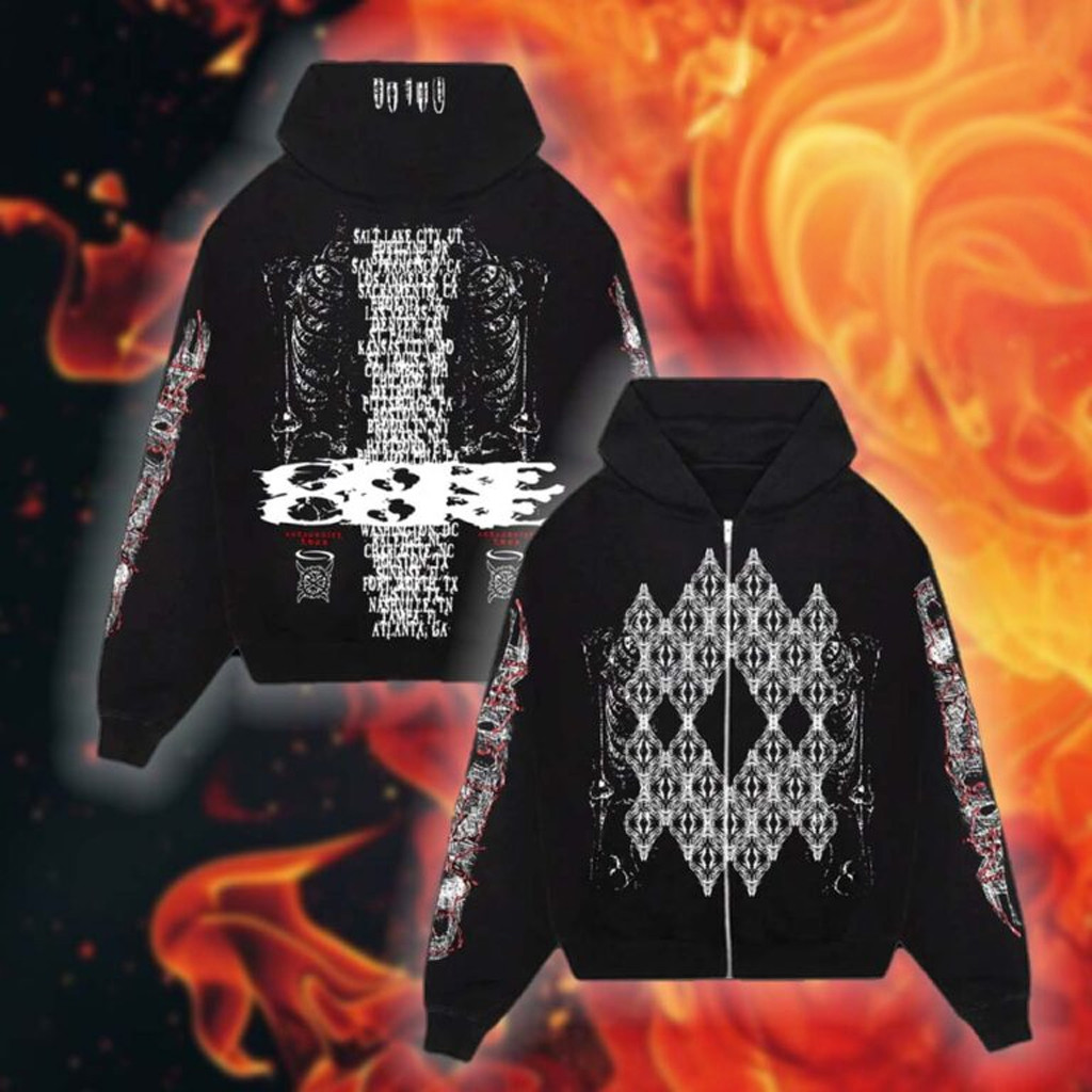 Ken Carson Merch Antagonist Tour 2 0 X Bullet Tour Zip Hoodie Gifts For Rapper Fans