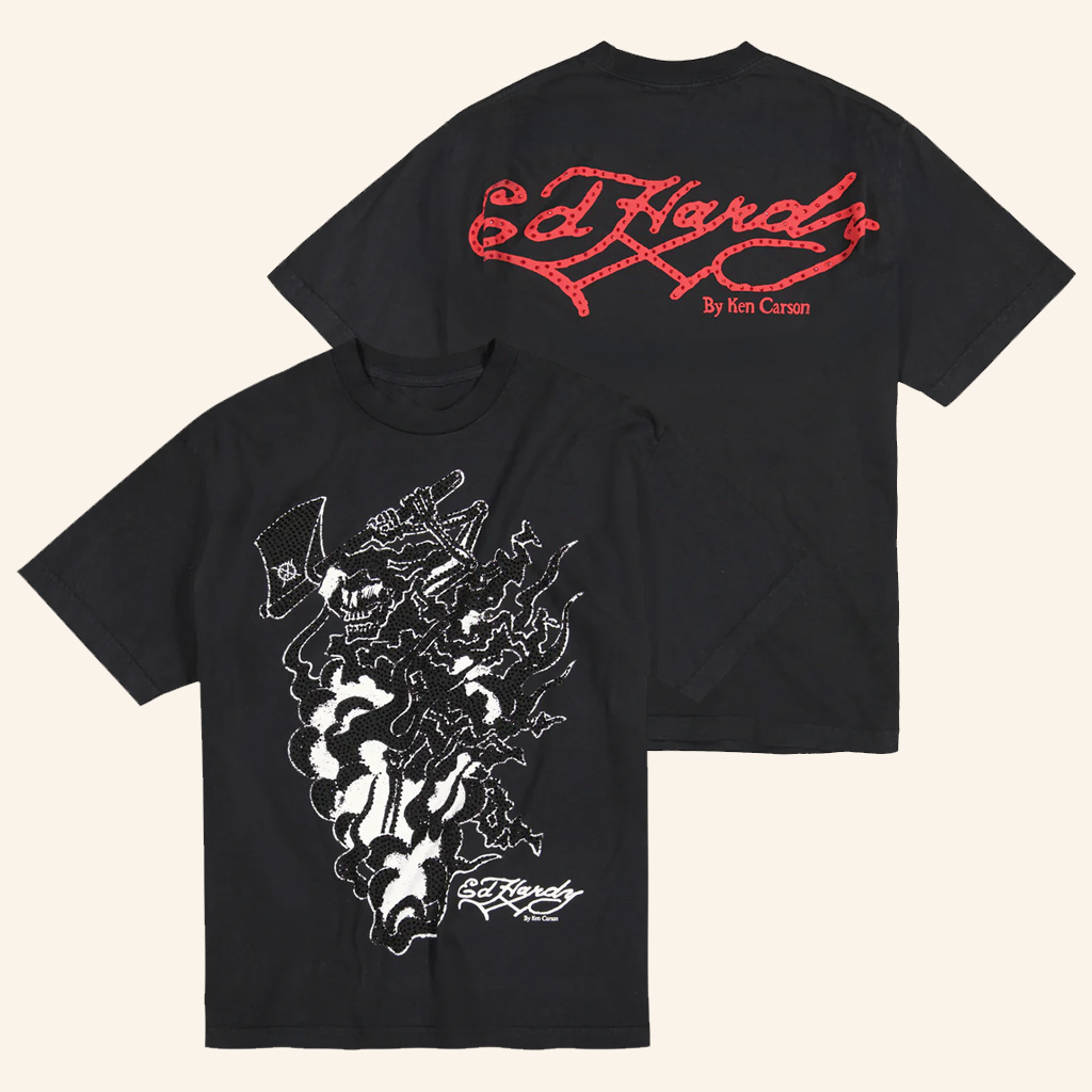 Ken Carson Merch Axe Skull Mens Rhinestone T-Shirt Christmas Gifts For Him