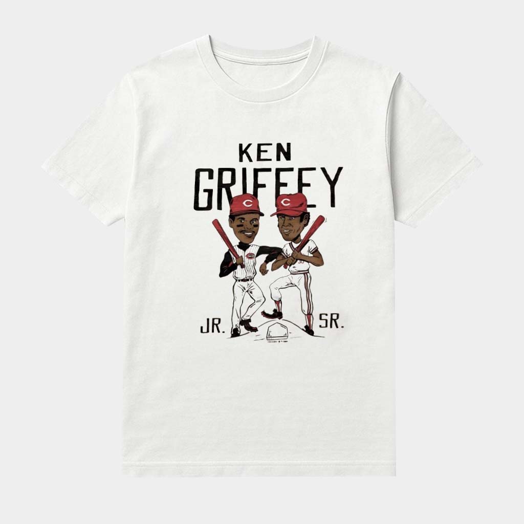 Ken Griffey Father And Son Cincinnati Tee Reds Player Caricature Shirt Gifts For Baseball Fans