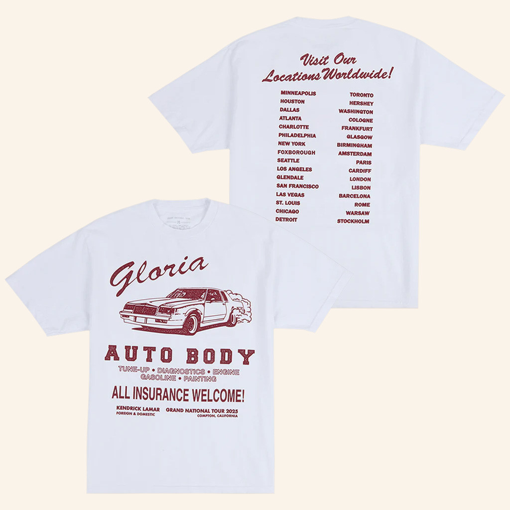 Kendrick Lamar Merch Gloria Auto Body T-Shirt Music Related Gifts For Guys