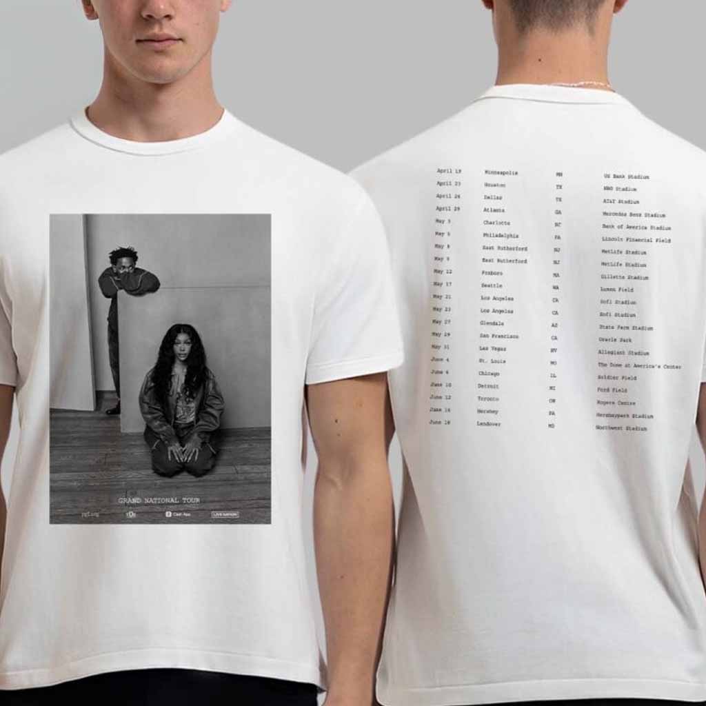 Kendrick Lamar x SZA Grand National Tour 2025 With Tour Date List T-Shirt SZA Merch Gifts For Fans Kendrick Lamar x SZA Grand National Tour 2025 With Tour Date List T-Shirt SZA Merch Gifts For Fans