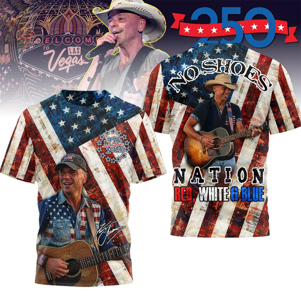 Kenny Chesney No Shoes Nation USA 250Th Anniversary T-Shirt Kenny Chesney Merch Fan Gift