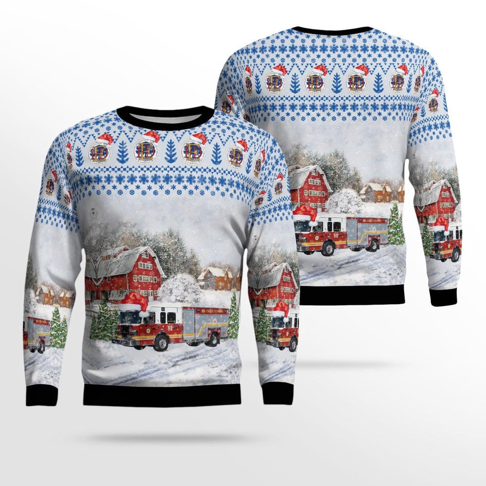Kentucky Elizabethtown Fire Department Engine 2034 Christmas AOP Ugly Sweater Xmas Unisex Sweater Christmas Gifts For Men Women