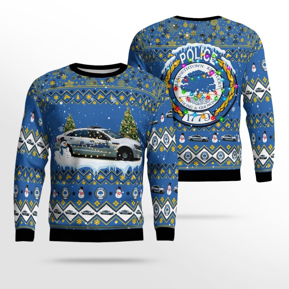Kentucky Elizabethtown Police Department Christmas AOP Ugly Sweater Xmas Unisex Sweater Christmas Gifts For Men Women