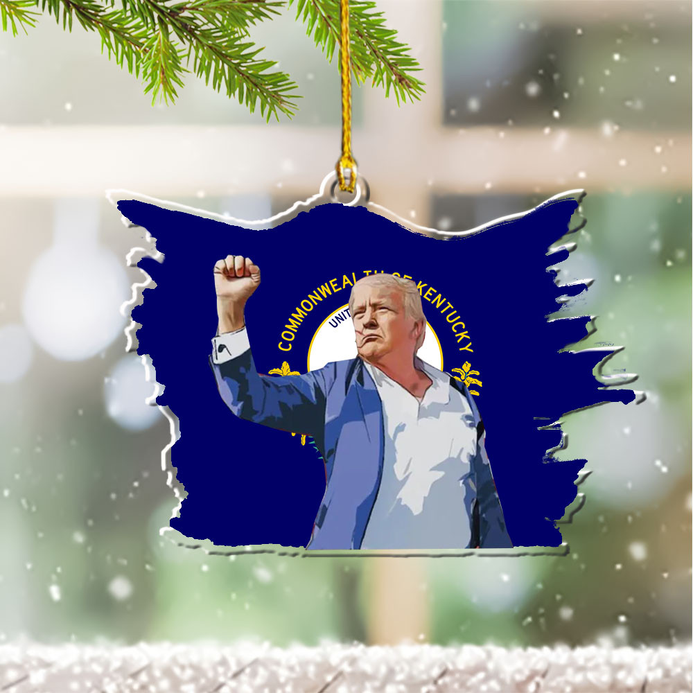 Kentucky for Trump 2024 Ornament Shape Trump Fight Ornament for Christmas Tree