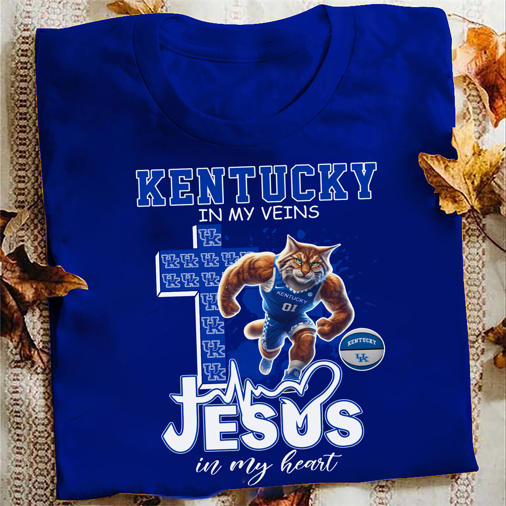 Kentucky In My Veins Jesus In My Heart T-Shirt Gift Ideas For Basketball Lovers