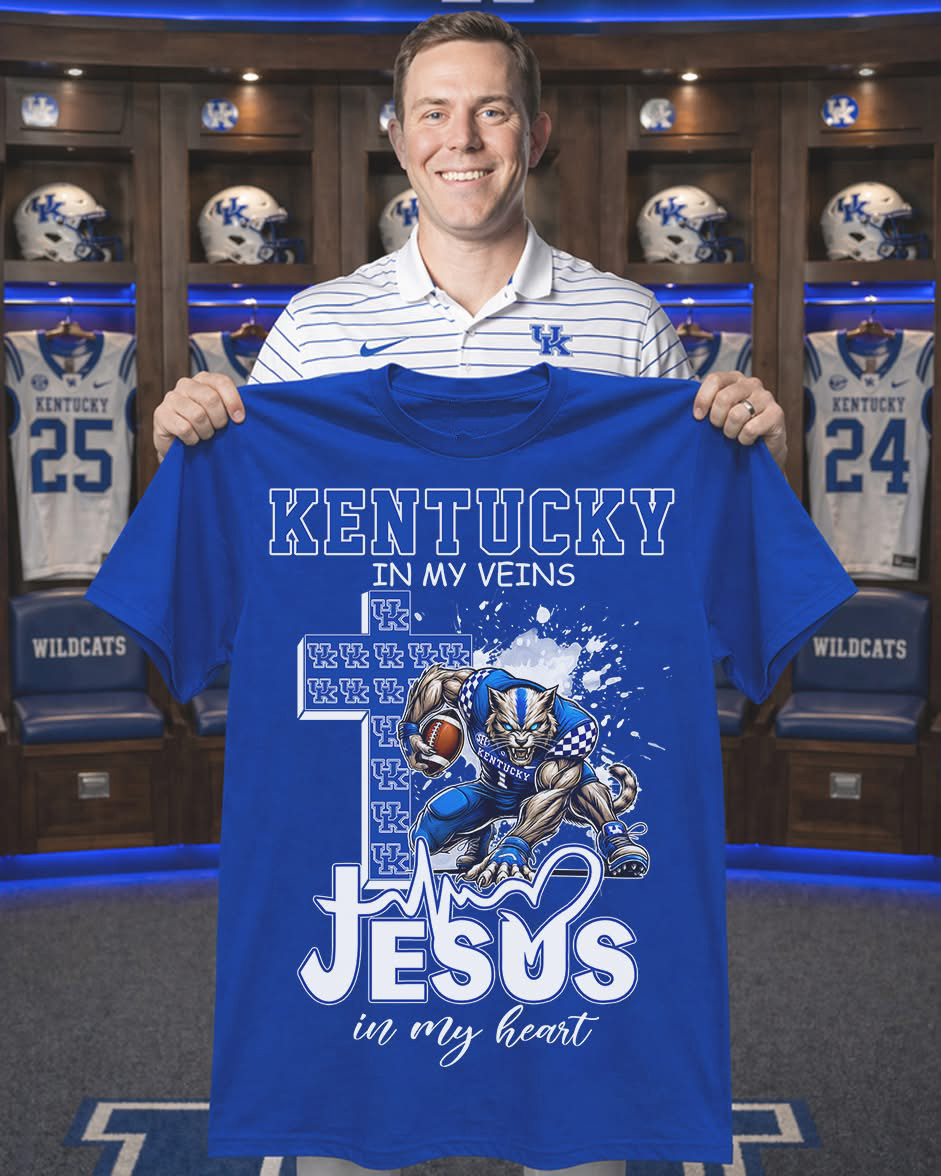 Kentucky Jesus In Veins T-Shirt Wildcats Football Cross Merchandise Gift For Coach Life