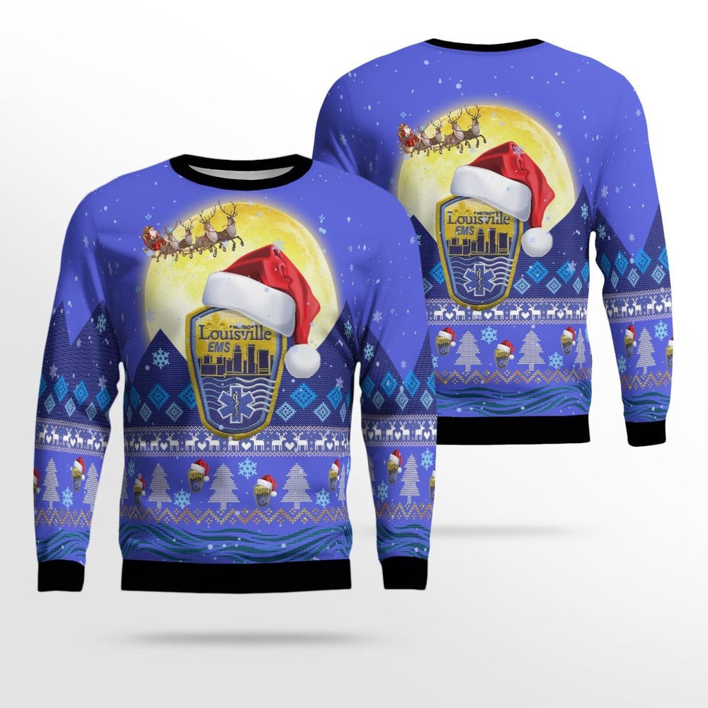 Kentucky Louisville Metro EMS Christmas AOP Ugly Christmas Sweaters Christmas Unisex Sweaters Gift For Christmas