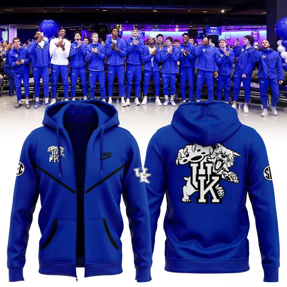 Kentucky Wildcats Men's Basketball Logo Team New 2025 Zip Hoodie Cool Gifts For Basketball Fans