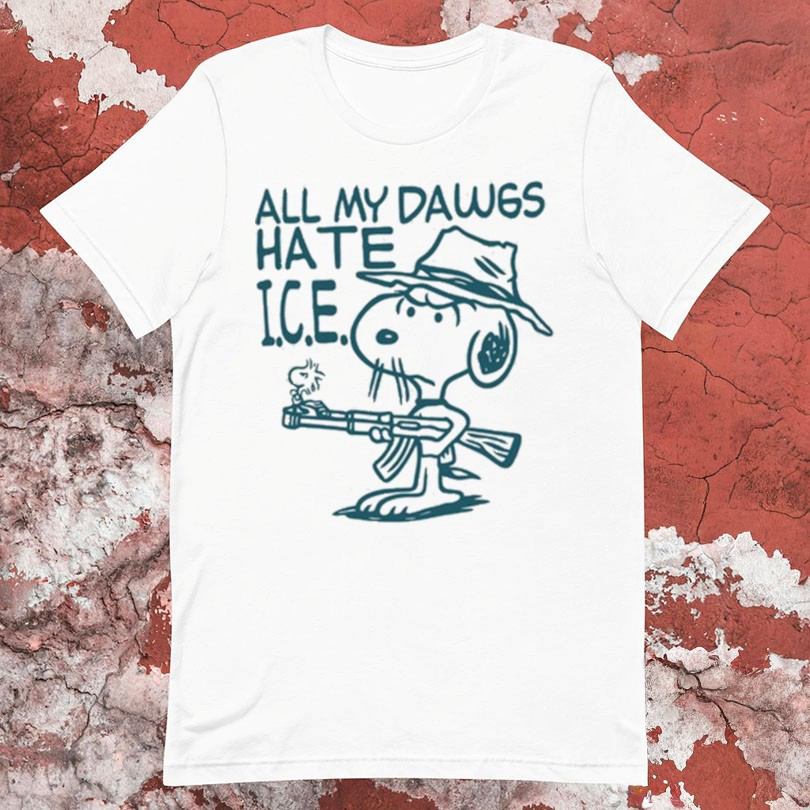 Kevin Ku Wearing Snoopy All My Dawgs Hate Ice T-Shirt Gifts For Besties