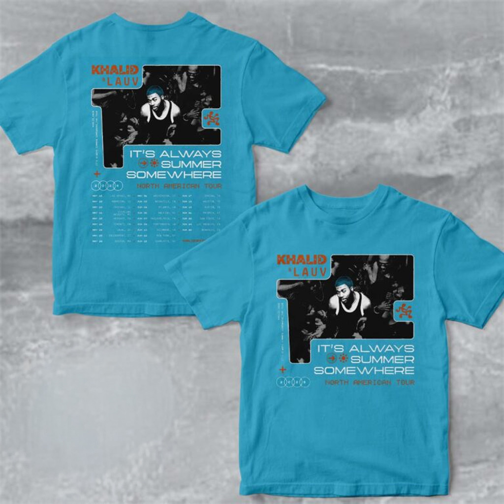Khalid And Lauv It's Always Summer Somewhere North American Tour 2026 City Dates T-Shirt