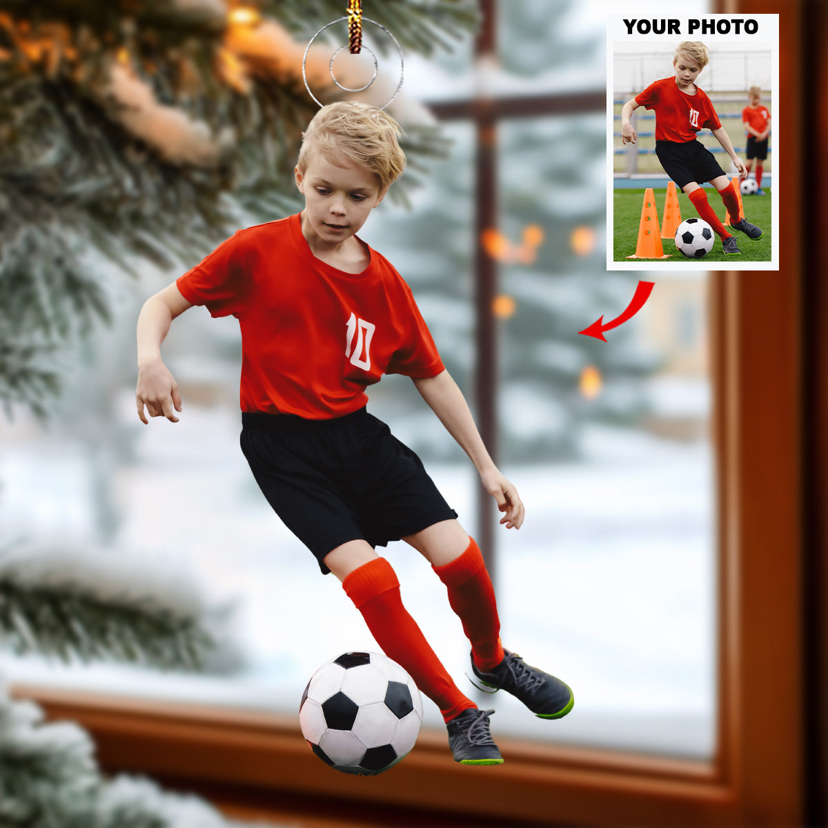 Kickoff Cheer Personalized Photo Mica Ornament Gift For Soccer Lovers Family Members