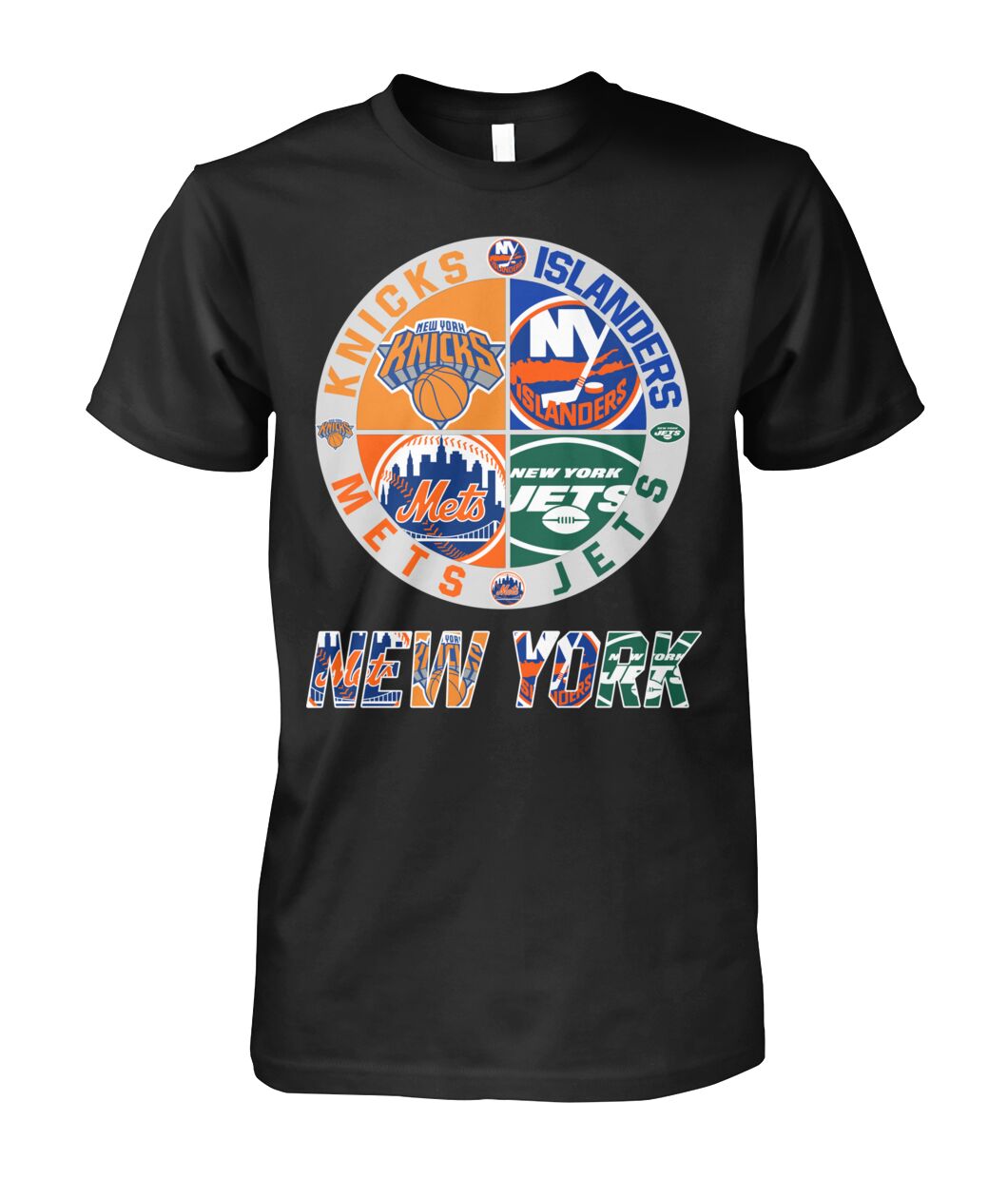 Kicks Islanders Mets Jets Sport T-Shirt New York Sports Team Mashup Logo Clothing Line