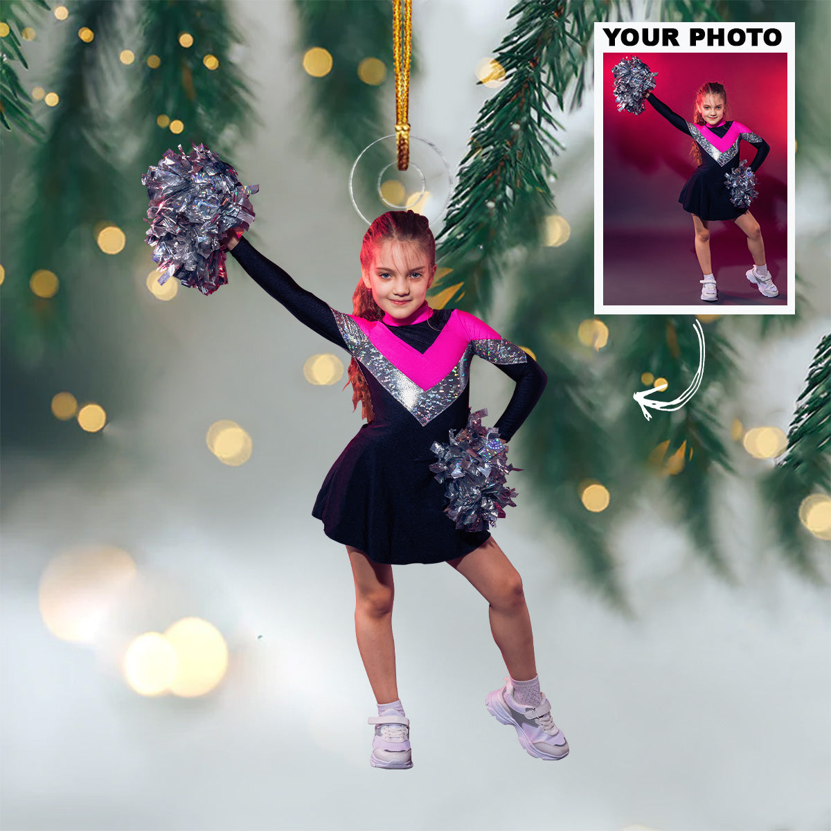 Kid Cheerleader Ornament Personalized Custom Photo Mica Ornament Christmas Gift For Ch
