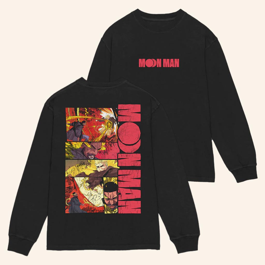 Kid Cudi Merch Moon Man 3 Comic Strip Long Sleeve Shirt Gifts For Rap Fans