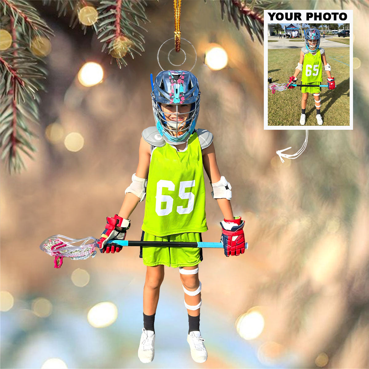Kid Lacrosse Ornament Personalized Custom Photo Mica Ornament Christmas Gift For Kids