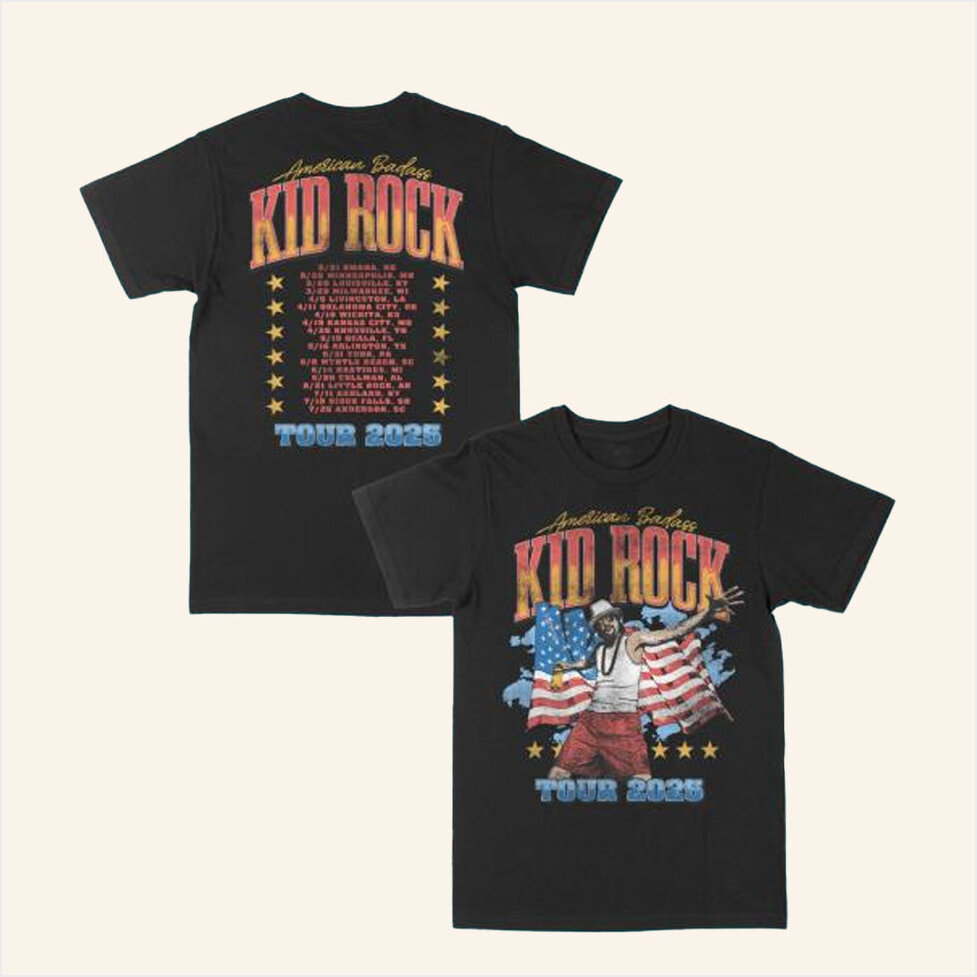 Kid Rock Merch America Photo Flag Tour T-Shirt Birthday Present For Husband Gifts For Fans