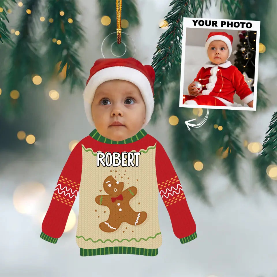 Kid Ugly Sweater Personalized Custom Mica Ornament Christmas Gift For Kid Family members