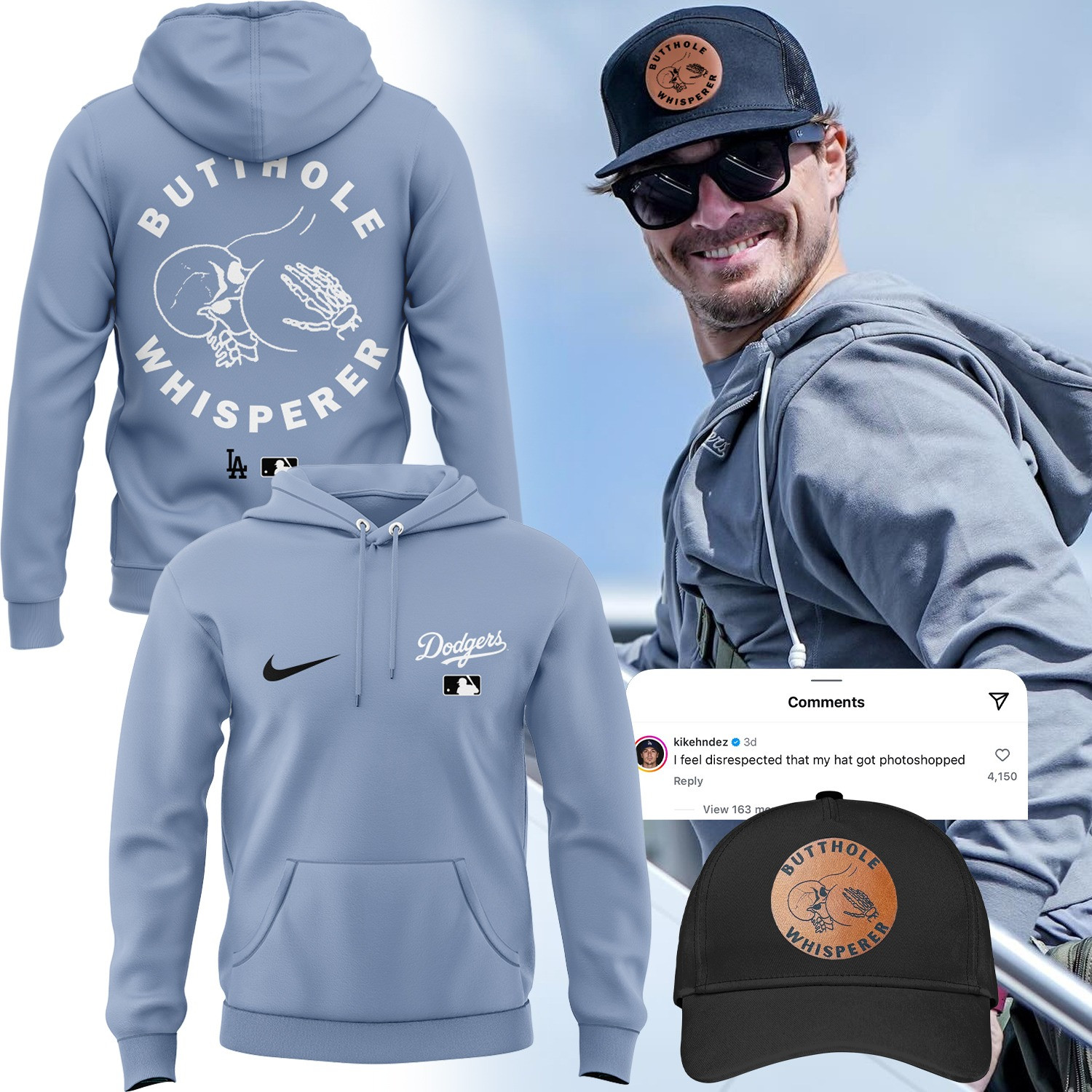 Kike Hernandez Hat And Hoodie Butthole Whisperer Funny Dodgers Fan Merch Gear Gifts