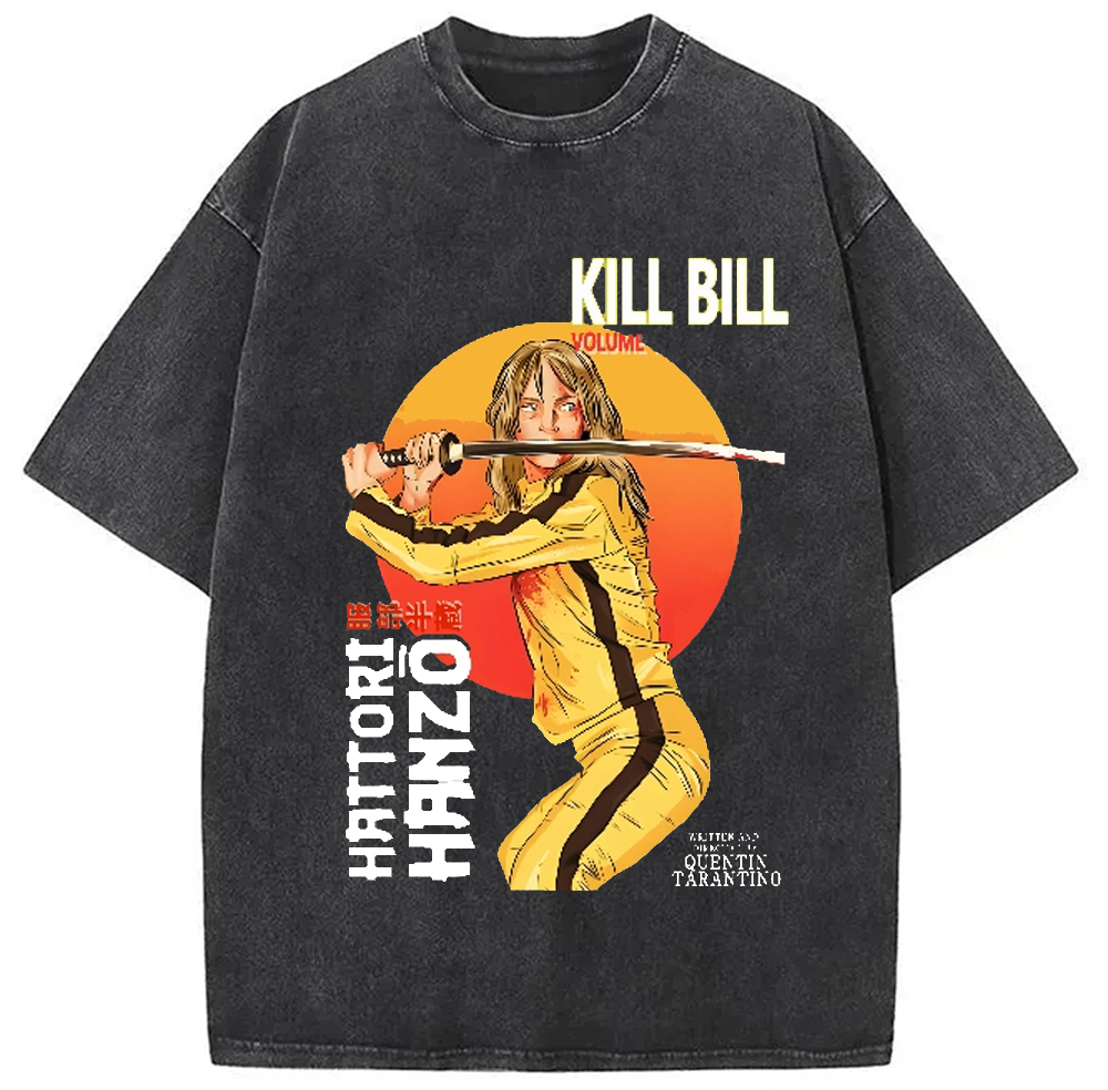 Kill Bil Hattori Hanzo Vintage Washed T-Shirt Retro Streetwear Graphic Top Gifts For Brother