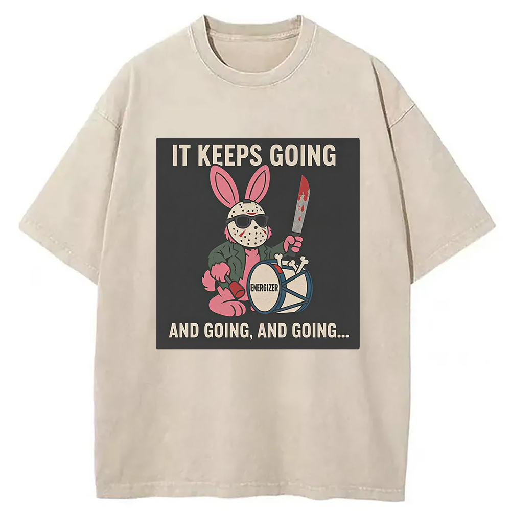 Killer Bunny Funny Halloween Washed T-Shirt Classic Graphic Fashion Tee Gifts For BFF