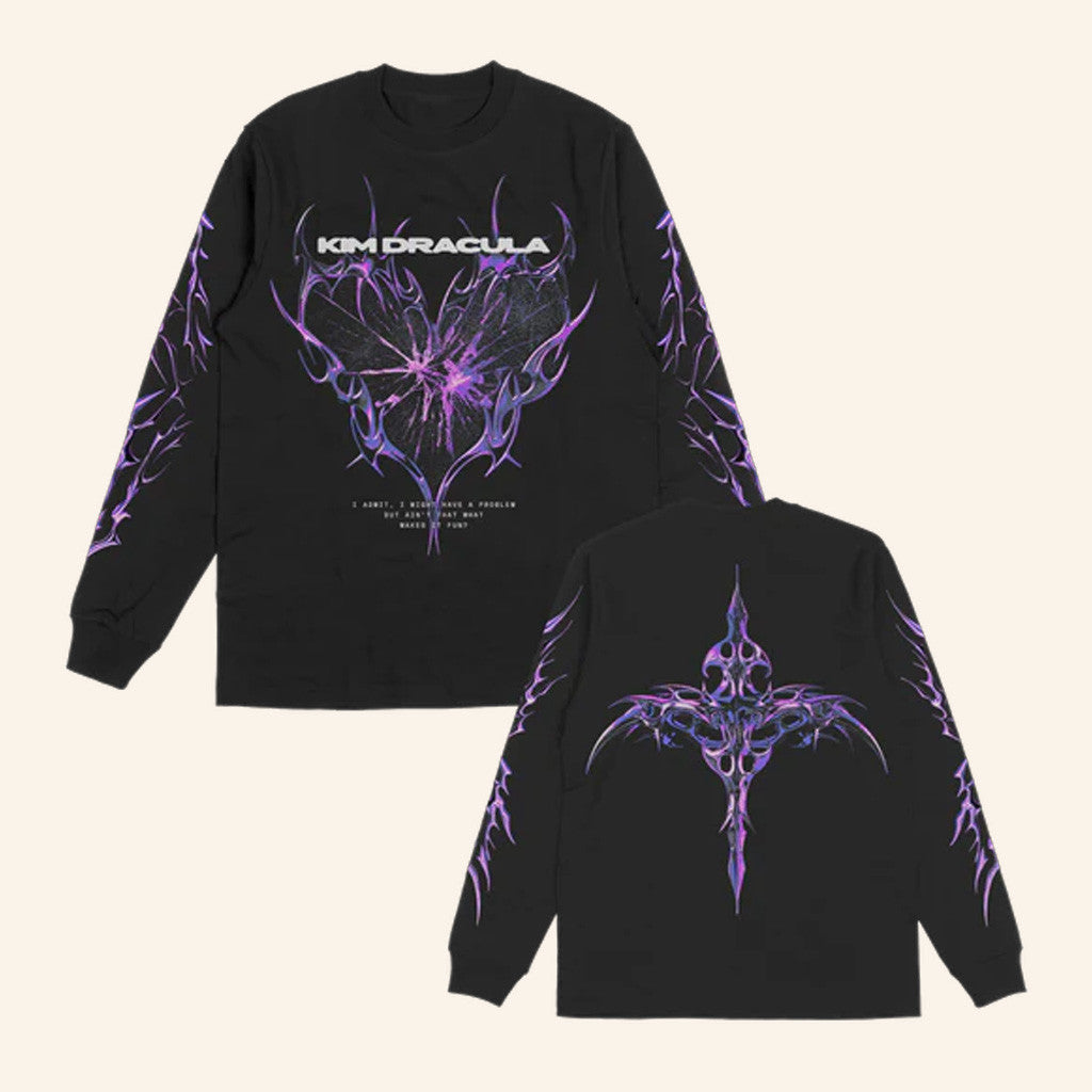 Kim Dracula Merch Purple Heart Black Long Sleeve Present For Husband Kim Dracula Merch Purple Heart Black Long Sleeve Present For Husband
