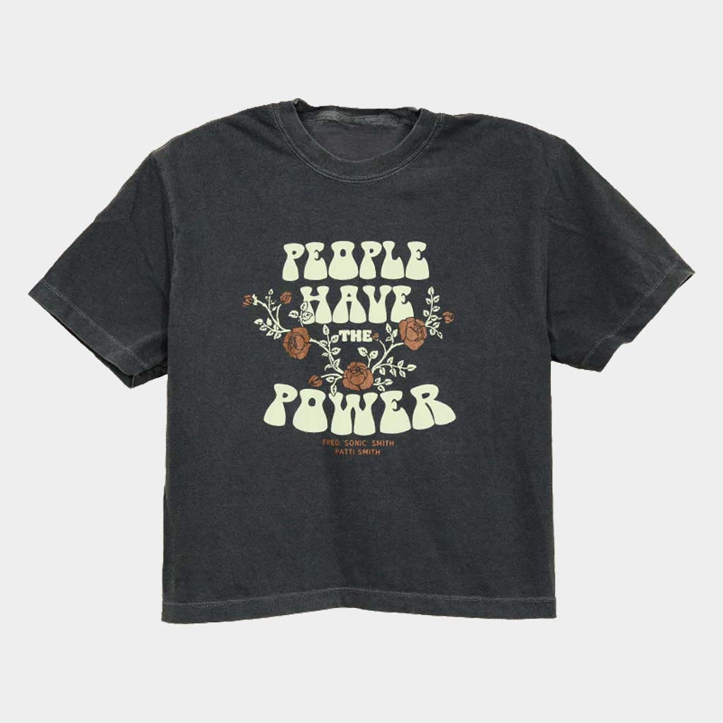 Kin Ship Goods Merch Patti Smith People Have The Power Floral Cropped T-Shirt Gifts For Her