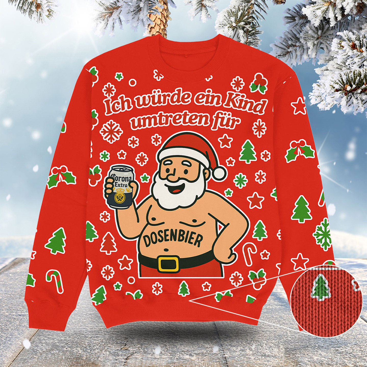 Kind Umtreten Dosenbier Rot Christmas Ugly Sweater Cool Xmas Clothes Funny Christmas Gifts