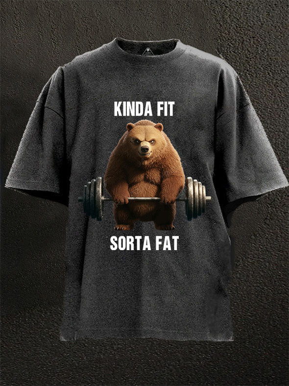 Kinda Fit Sorta Fat Bear Gym T-Shirt Funny Workout Humor Apparel Sarcastic Gift For Weightlifters
