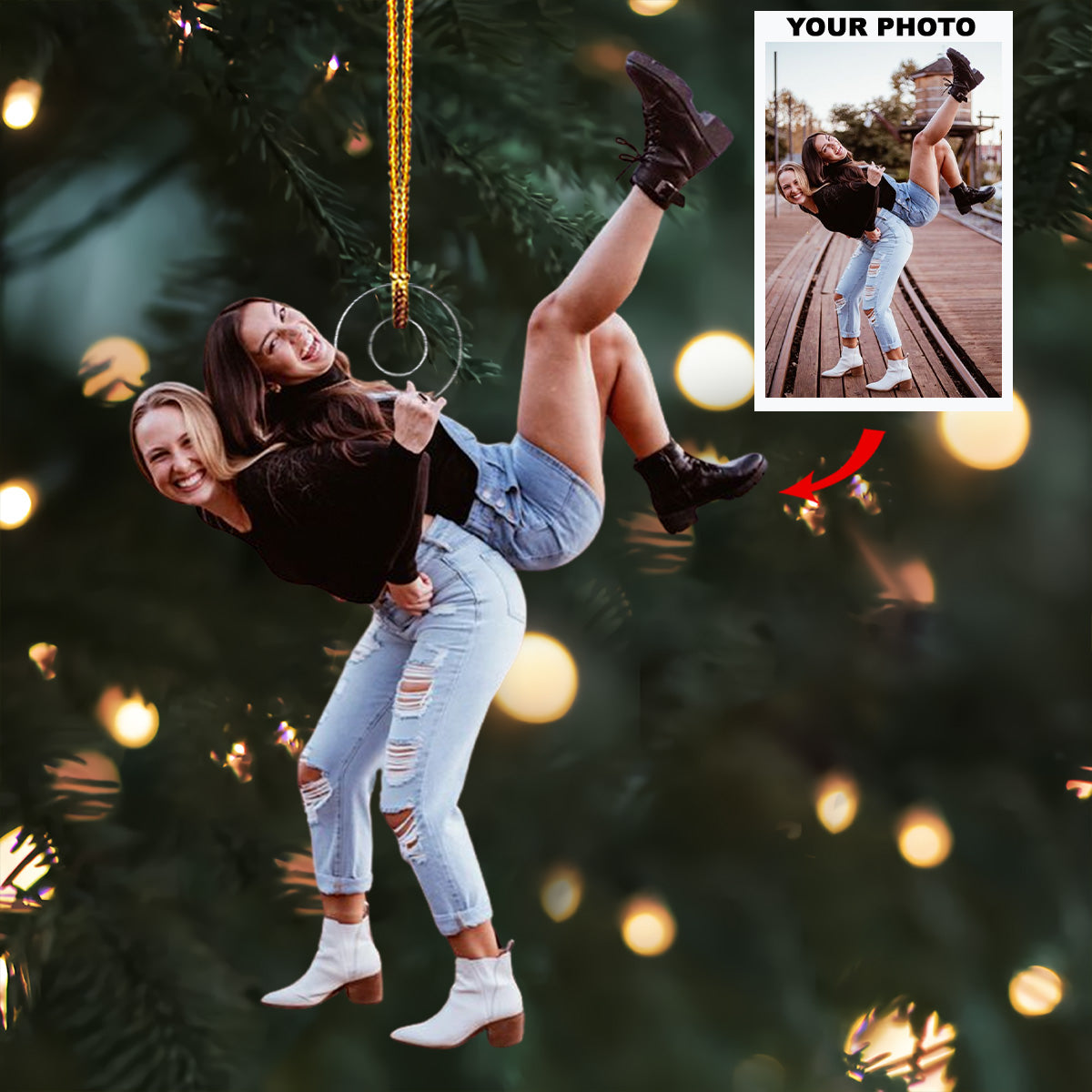 Kindred Spirits Personalized Photo Mica Ornament Christmas Gifts For Bestie Sister