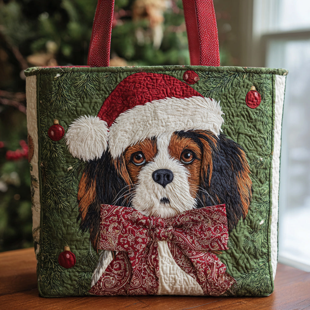 King Charles Christmas Quilted Tote Bag Birthday Presents For Dog Lovers