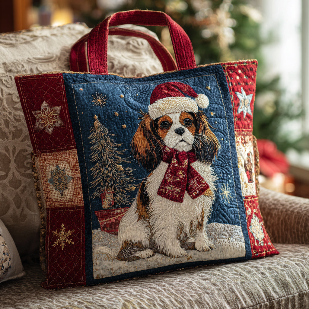 King Charles Snow Quilted Tote Bag Great Gift For Dog Owners