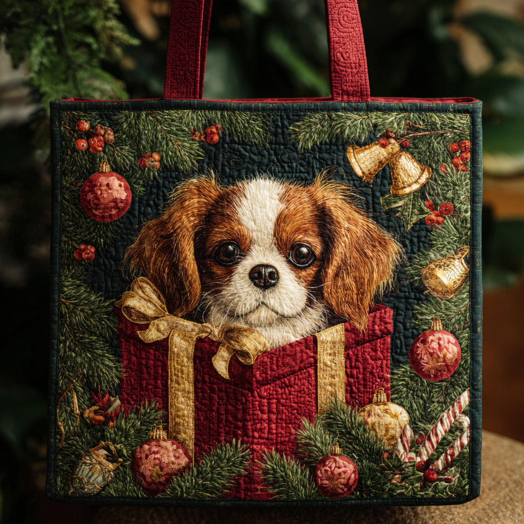 King Charles Surprise Quilted Tote Bag Xmas Gifts For Dog Owners