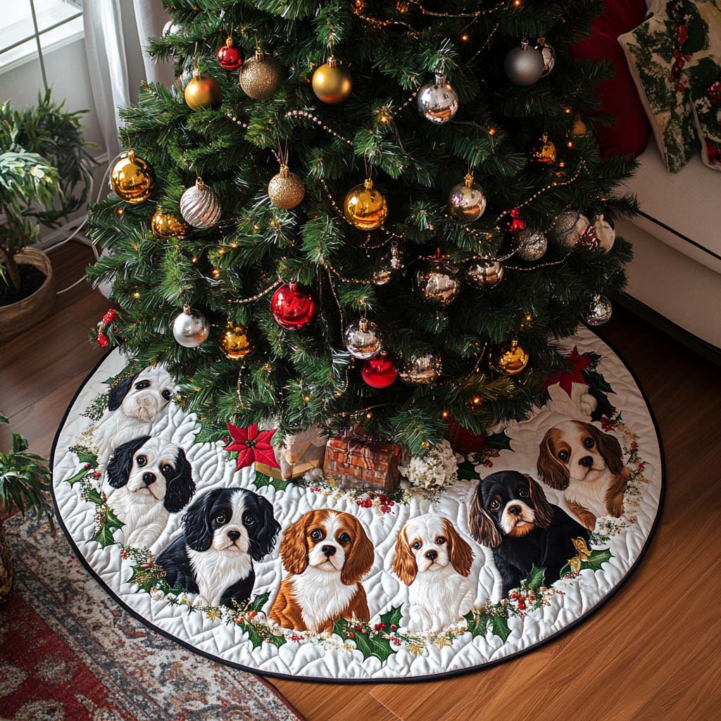 King Christmas Quilted Christmas Tree Skirt Winter Holiday Decor Great Dog Christmas Gifts