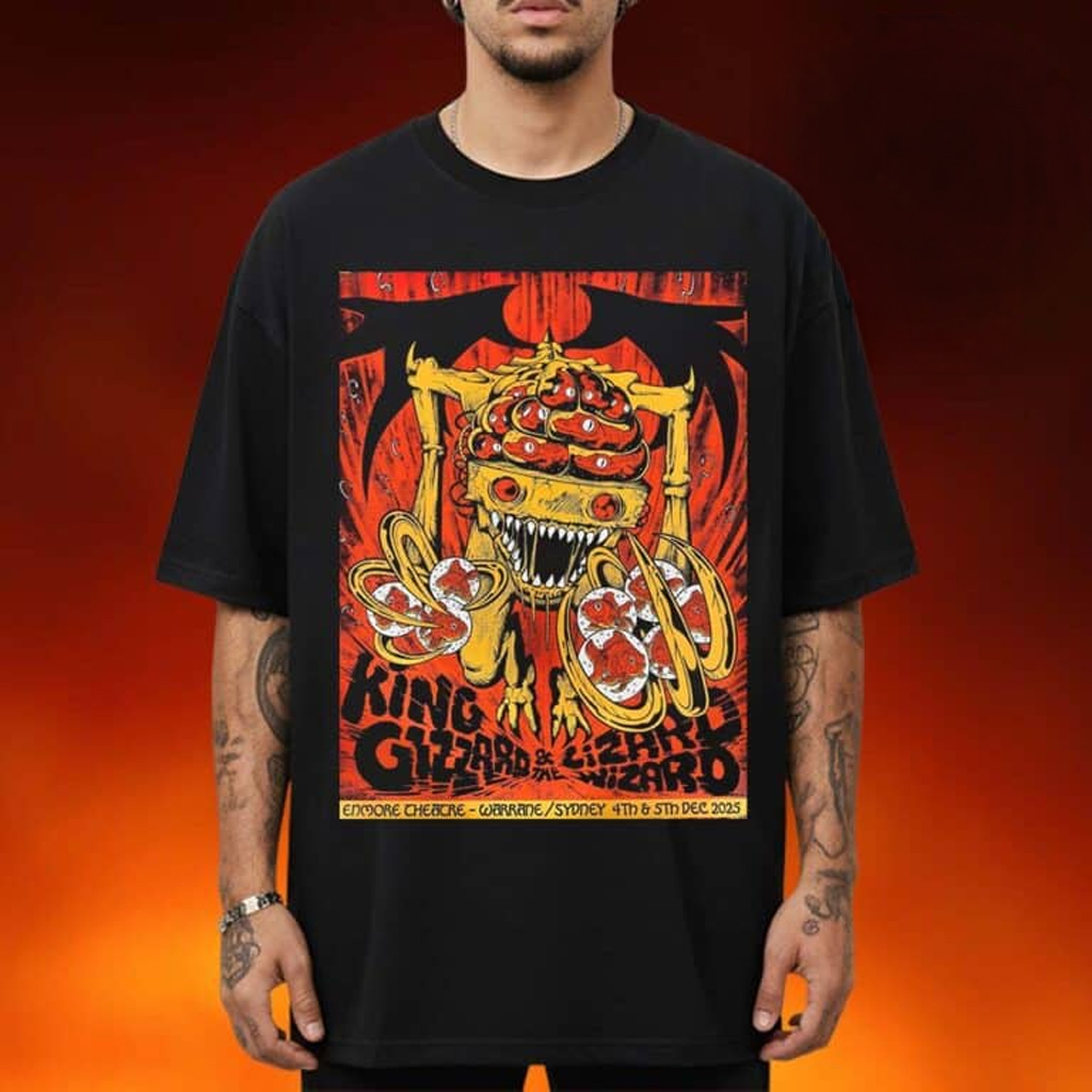 King Gizzard And The Lizard Wizard Merch Warrane Sydney Tour 2025 Poster T-Shirt Gift For Fans King Gizzard And The Lizard Wizard Merch Warrane Sydney Tour 2025 Poster T-Shirt Gift For Fans