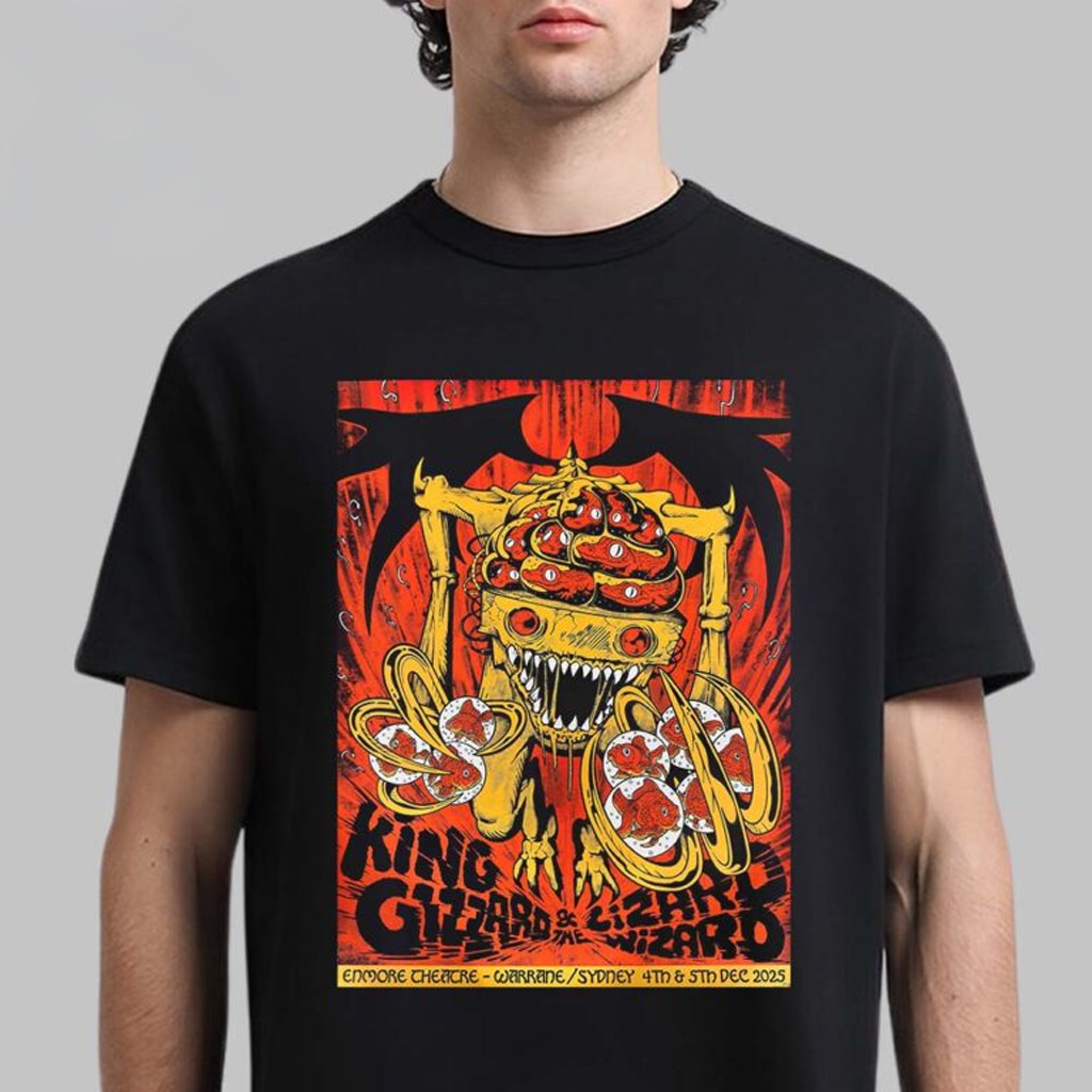King Gizzard And The Lizard Wizard Warrane Sydney 2025 Event Poster For Australia Enmore Theatre On Sydney 4 And 5 2025 T-Shirt King Gizzard And The Lizard Wizard Warrane Sydney 2025 Event Poster For Australia Enmore Theatre On Sydney 4 And 5 2025 T-Shirt