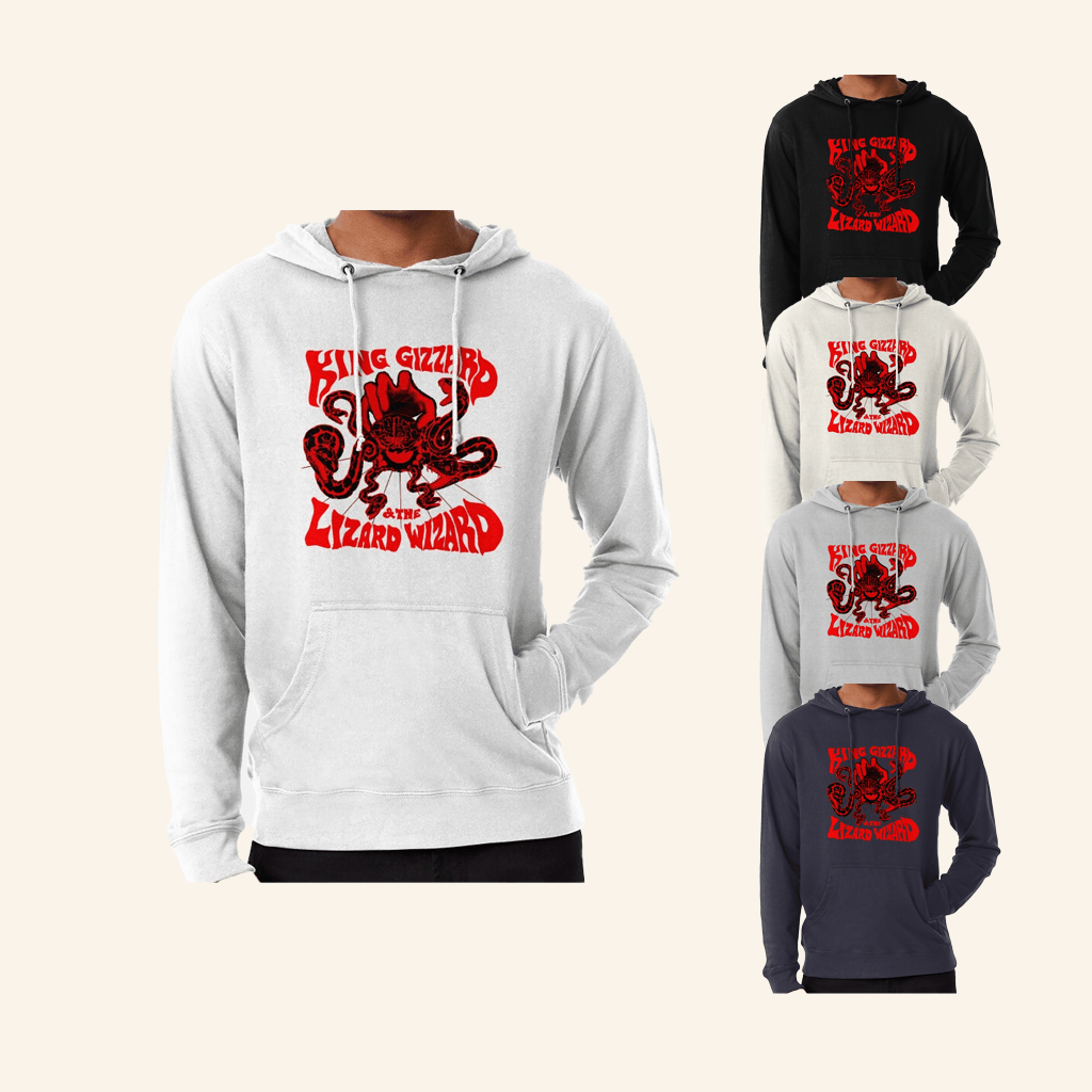 King Gizzard Merch King Gizzard Red Hoodie Gift Ideas For Fans
