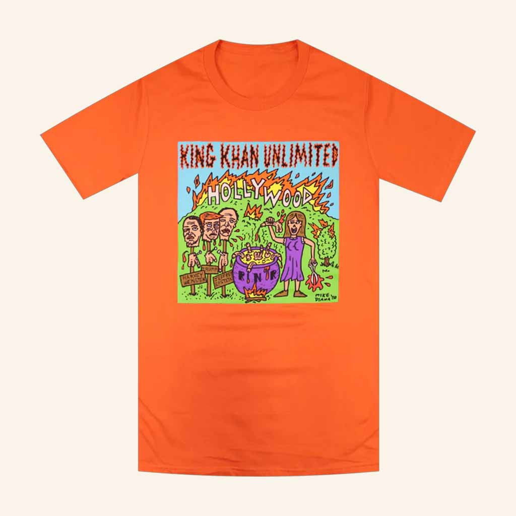 King Khan Merch Hollywood Cauldron Orange T-Shirt Christmas Gifts For Friends King Khan Merch Hollywood Cauldron Orange T-Shirt Christmas Gifts For Friends